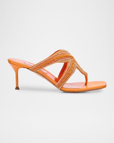 Aquazzura Nappa Beads Embroidered Reef Star Sandals