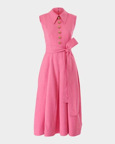 Carolina Herrera Sleeveless Pleated Midi Shirtdress
