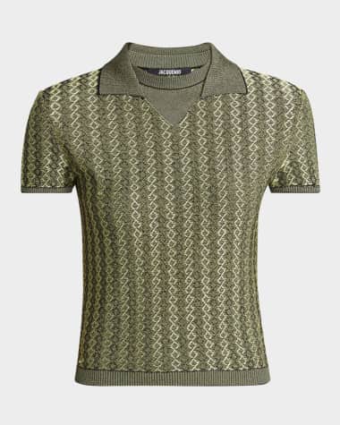 Jacquemus Marino Diamond-Knit Short-Sleeve Polo Top