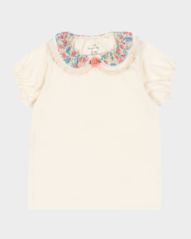 Konges Slojd Girl's Pami T-Shirt W/ Floral Collar, Size 18M-10