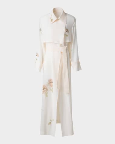 Akris Haider Floral-Print Silk Crepe Trench Coat