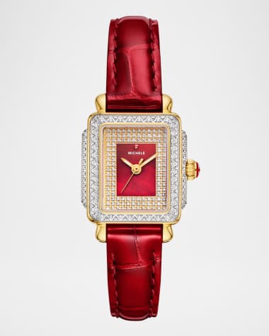 MICHELE Special Edition Deco Madison Red Mini Diamond Pavé Watch