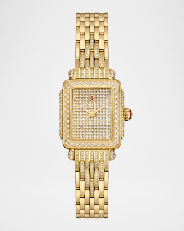 MICHELE Deco Madison Mini 18K Yellow Gold-Plated Stainless Steel Diamond Pavé Watch - Exclusive