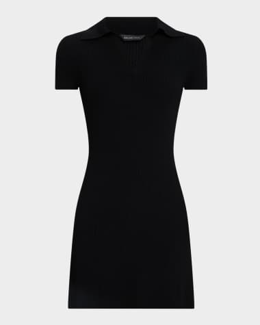 Balenciaga Short-Sleeve Rib Mini Polo Dress