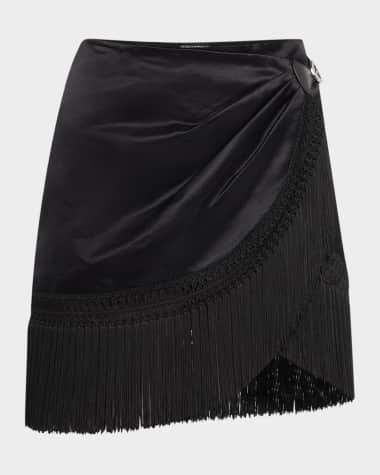 TOM FORD Cotton-Silk Duchesse Fringe Wrap Mini Skirt