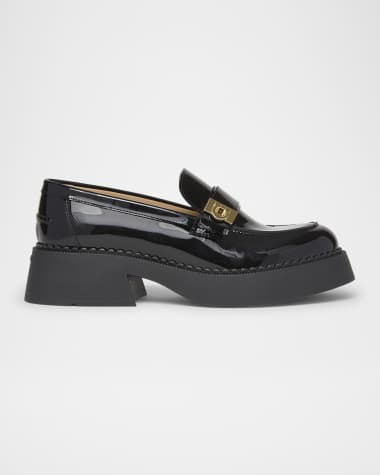 Ferragamo Caminia Patent Gancini Chunky Loafers