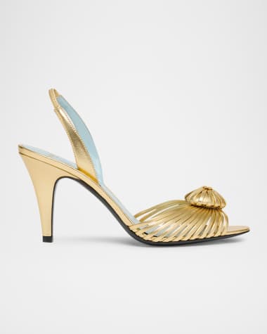 Valentino Garavani Royal Heart Logo Slingback Leather Sandals