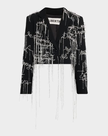 Libertine Margaret Miro Letter Embellished Crop Jacket