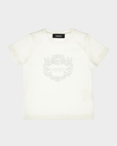 Versace Girl's T-Shirt W/ Embellished Logo Crest, Size 2-5
