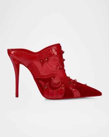 Christian Louboutin Mulatiag Suede Mesh Red Sole Mule Pumps