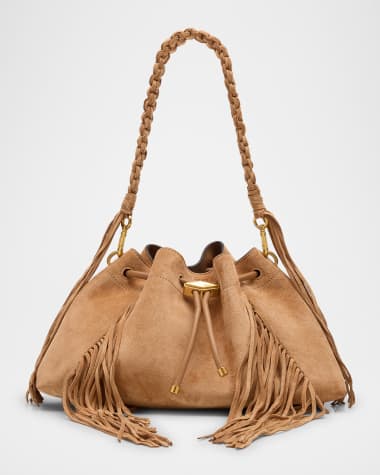 Jimmy Choo Bon Bon Cinch Fringed Suede Bucket Bag