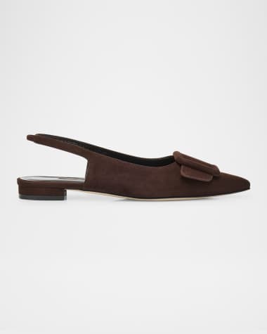 Manolo Blahnik Maylura Suede Slingback Ballerina Flats