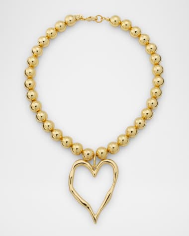 Kenneth Jay Lane Heart Ball Beaded Pendant Necklace