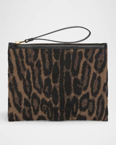 TOM FORD Wristlet Pouch Bag in Jacquard and Calf Leather