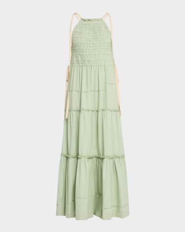 Ganni Sleeveless Smocked Maxi Dress