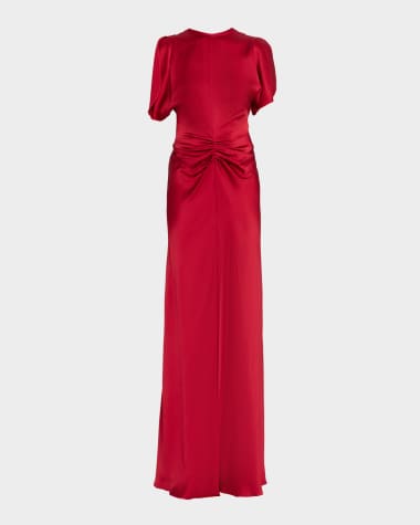 Victoria Beckham Gathered Waist Satin Gown