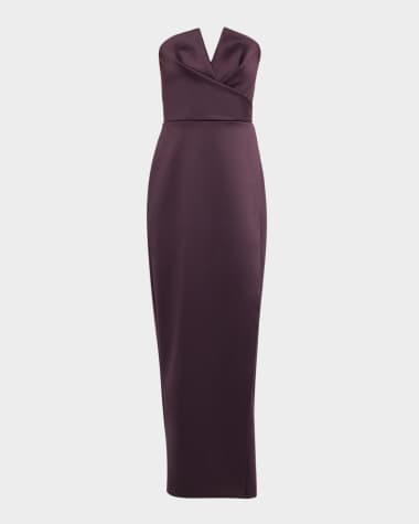 Aidan Mattox Strapless Bonded Satin Column Gown