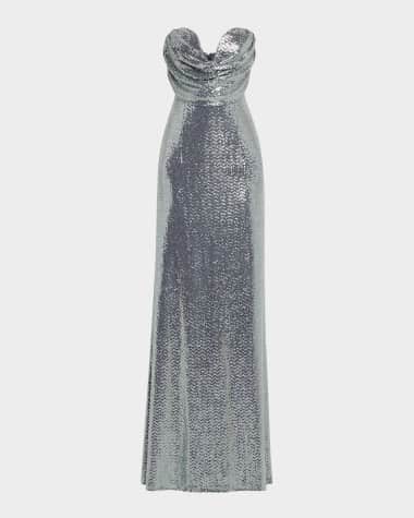 Halston Juliette Strapless Disco Jersey Gown