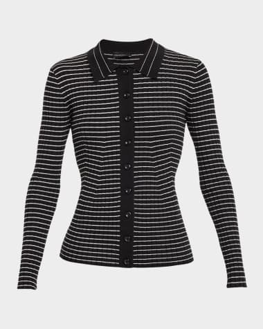 Emporio Armani Striped Button-Down Rib Knit Cardigan