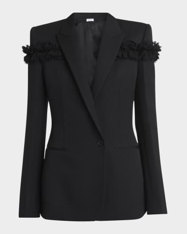 McQueen Ruffle Single-Breasted Wrap Blazer Jacket