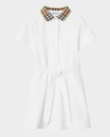 Burberry Girl's Astrid Check Polo Shirtdress, Size 3-14