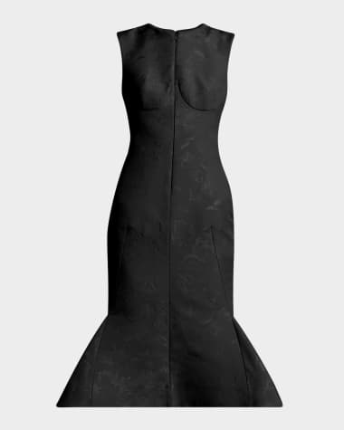 McQueen Jacquard Flared-Hem Evening Dress