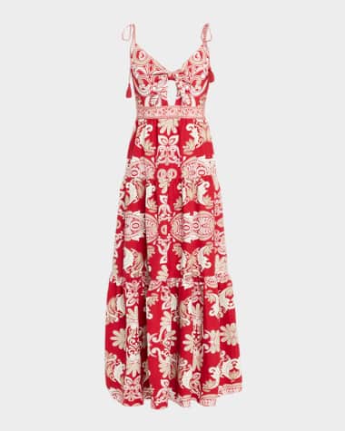 Alice + Olivia Minka Tie-Shoulder Maxi Dress
