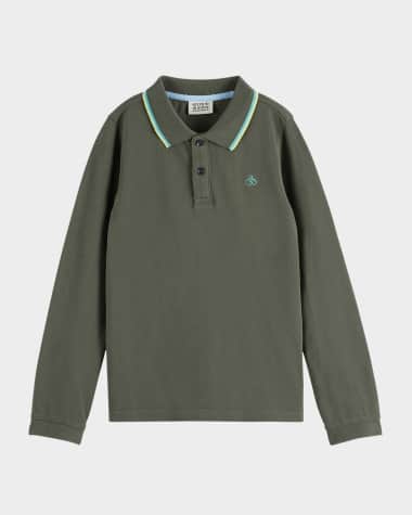 Scotch & Soda Boy's Cotton Piqué Long-Sleeve Polo Shirt, Size 4-12