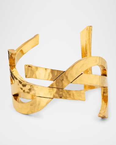 Saint Laurent YSL Twist Hammered Cuff Bracelet