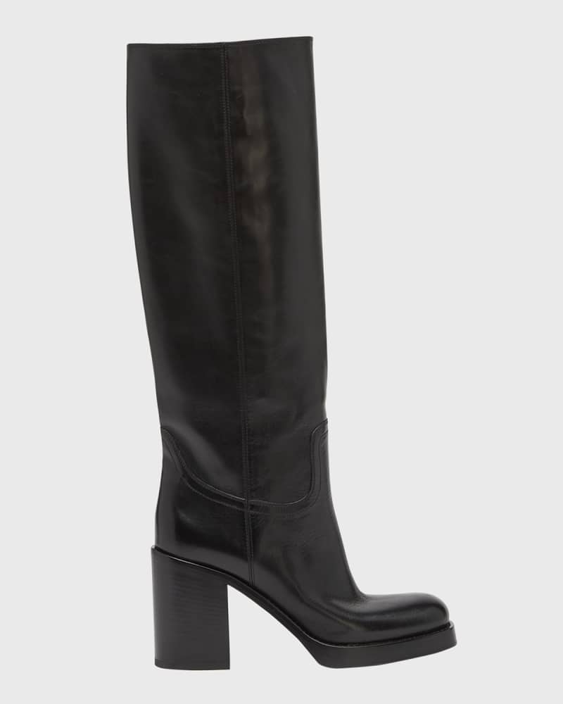 Leather Heeled Knee Boots