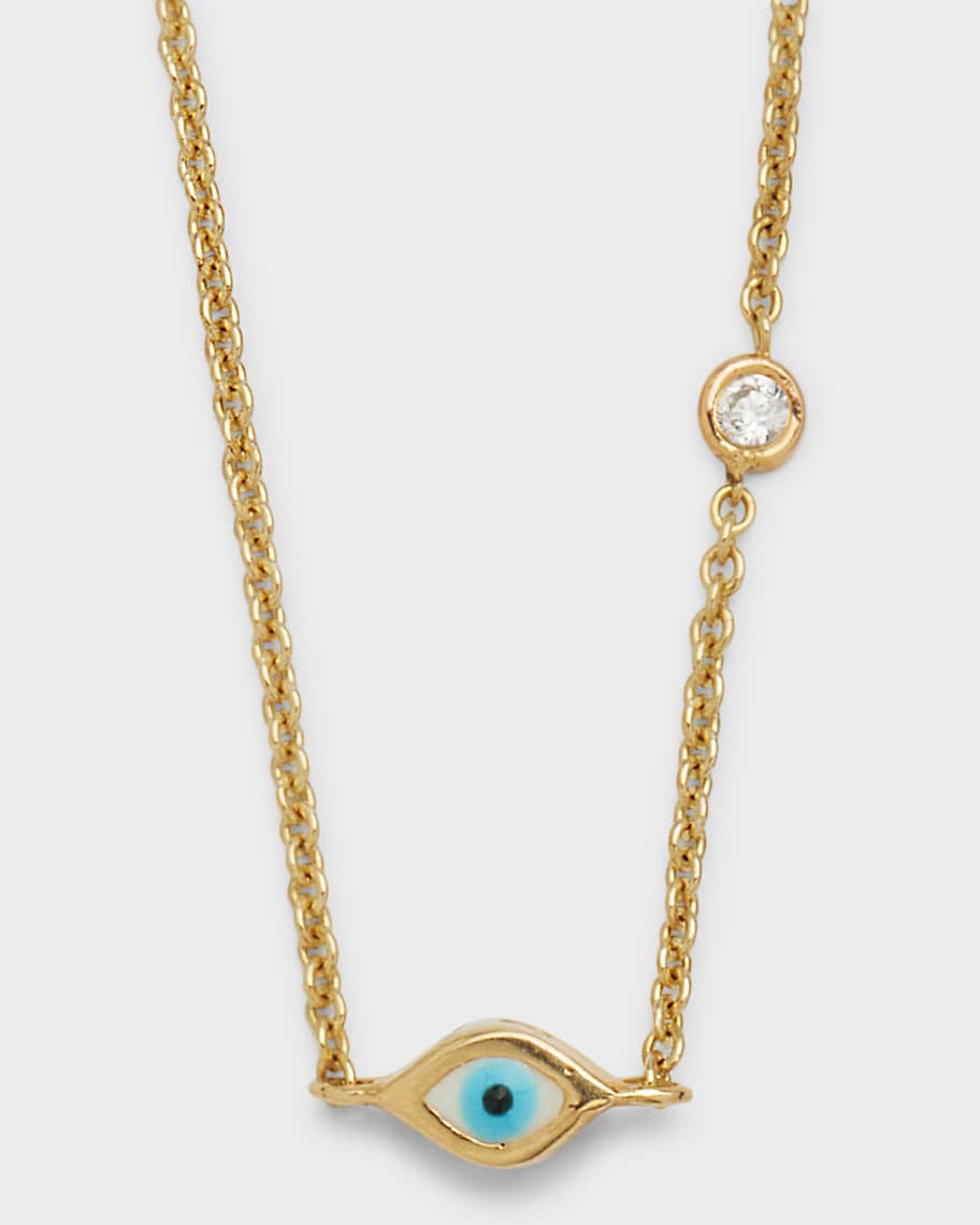 Sydney Evan 14k Gold Evil Eye Necklace with Single Diamond Neiman Marcus
