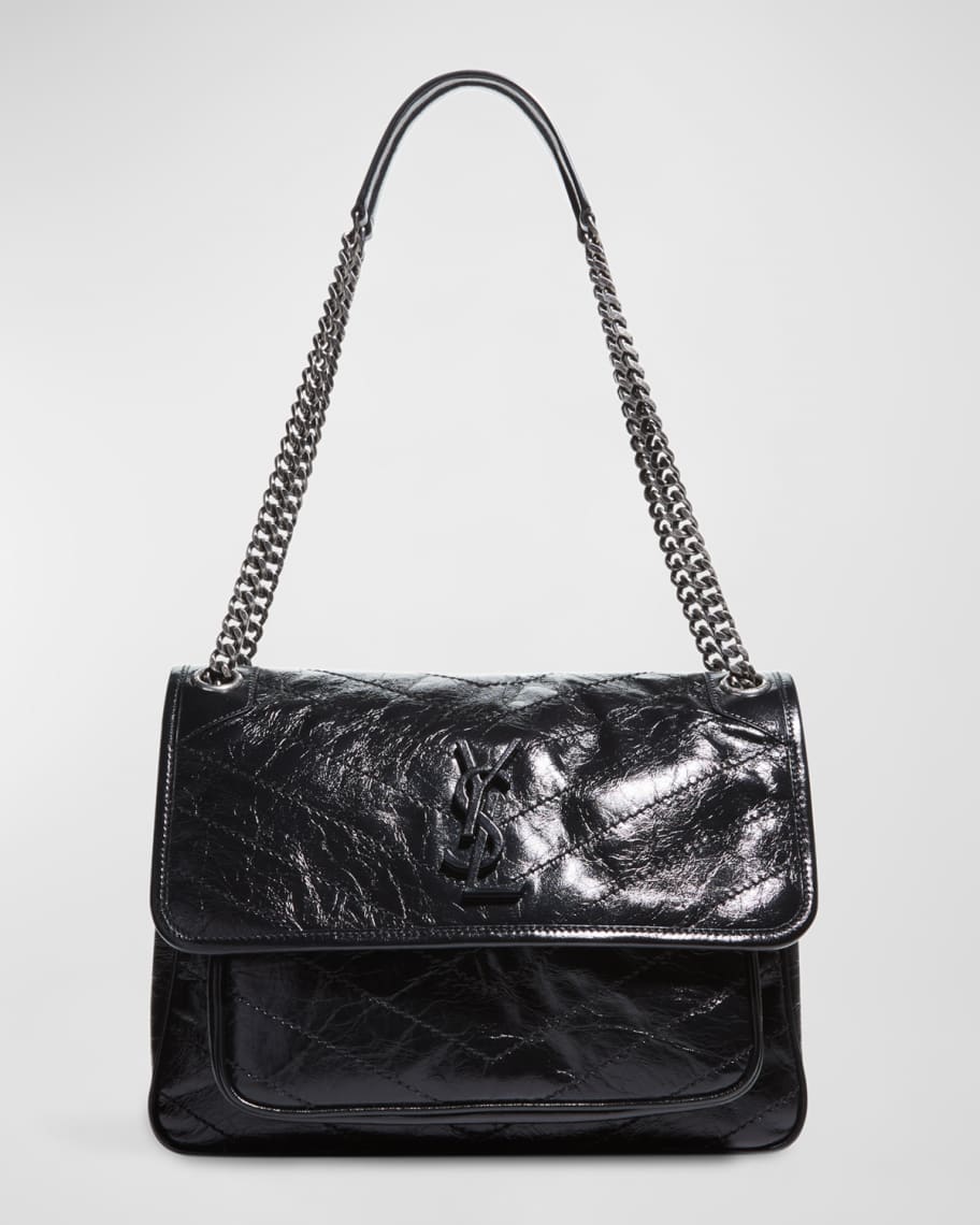 Saint Laurent Niki Medium Flap YSL Shoulder Bag in Crinkled
