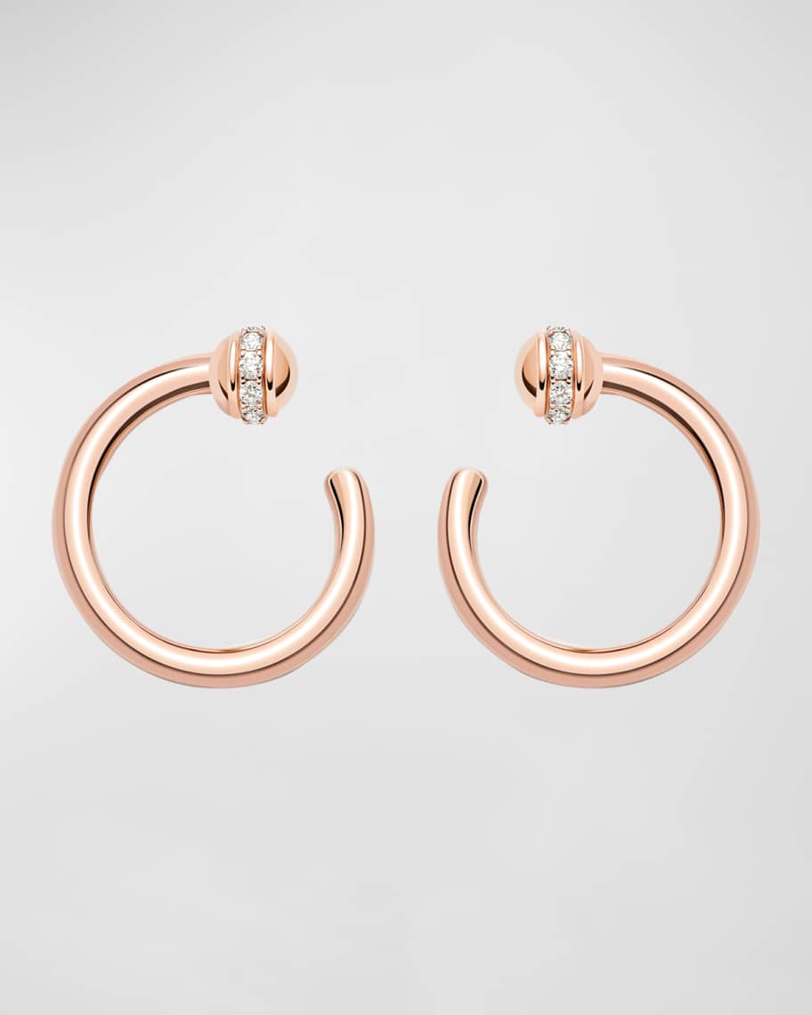 PIAGET Possession 18k Rose Gold Diamond Open Hoop Earrings Neiman Marcus