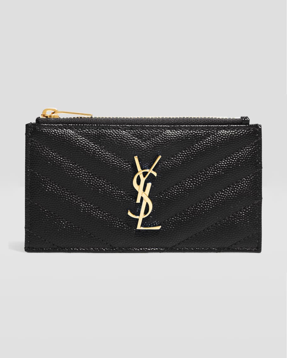 Saint Laurent 5 Fragments Pouch Card Case Grain de Poudre Black in