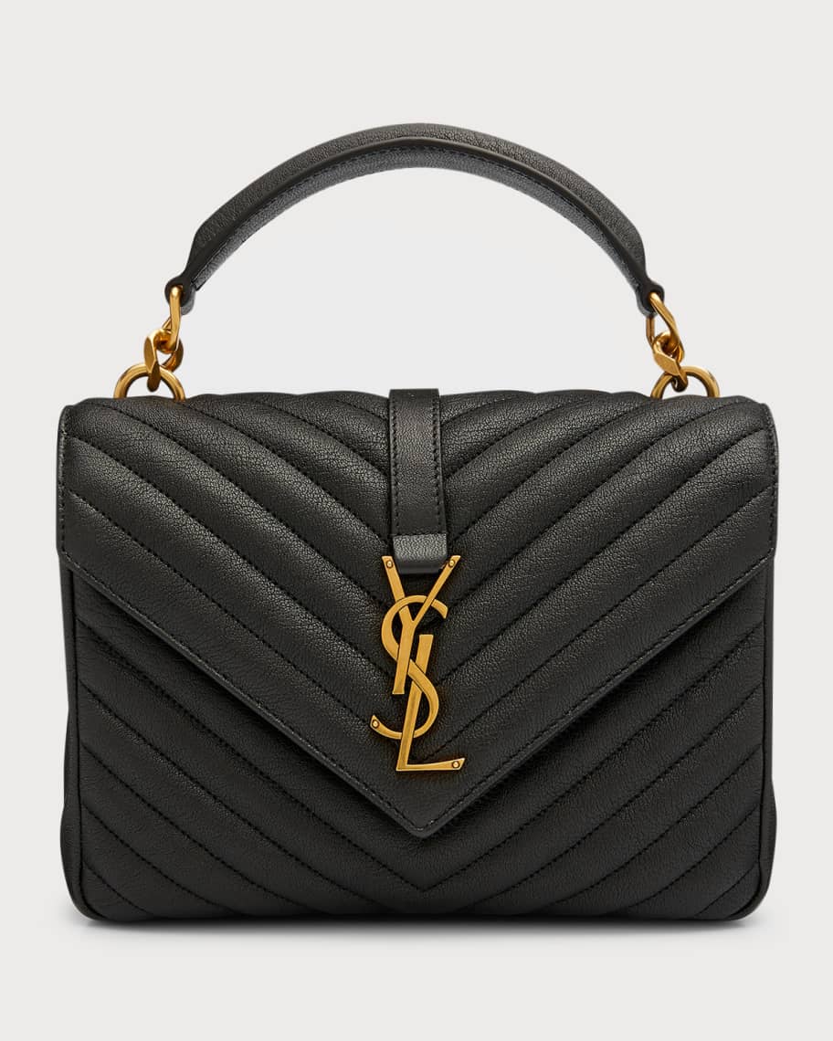 Saint Laurent Monogram Ysl V-flap Large Tri-quilt Envelope Chain Shoulder  Bag - Golden Hardware In Black