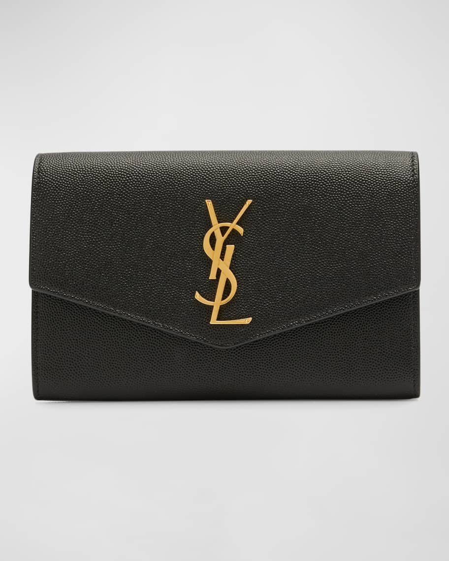 Saint Laurent Uptown YSL Wallet on Chain in Grained Leather Neiman Marcus