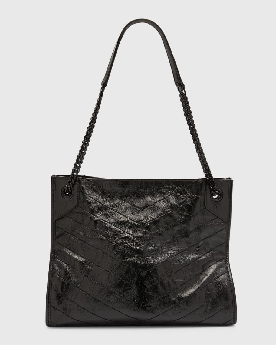 Saint Laurent Niki Medium YSL Shopper Tote Bag in Crinkled Leather Neiman Marcus