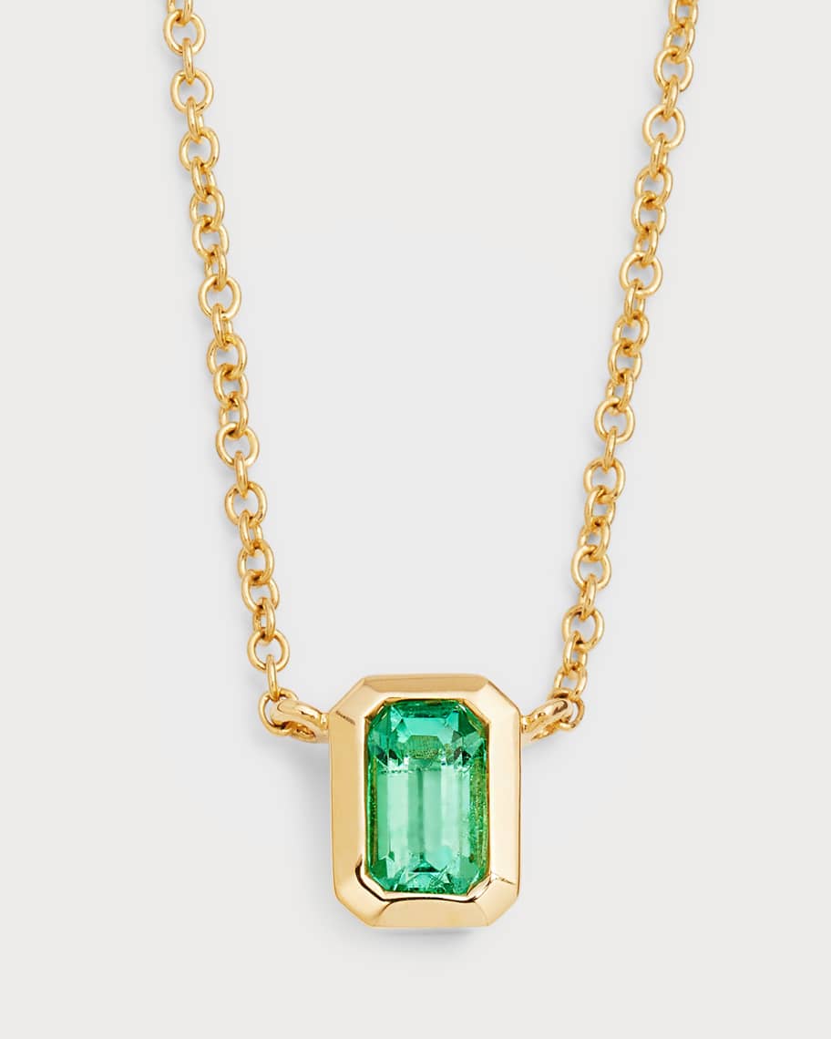 Emerald cut emerald pendant sale