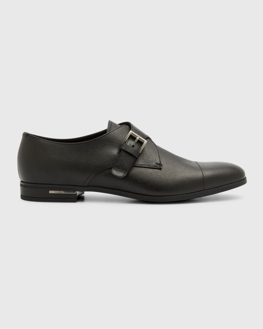 Prada Men s Saffiano Leather Monk Strap Loafers Neiman Marcus