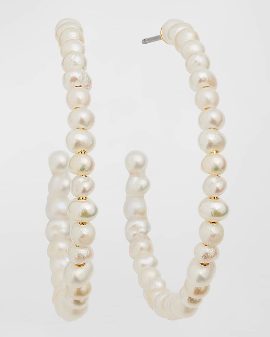 Lele Sadoughi Freshwater Pearl Medium Hoop Earrings | Neiman