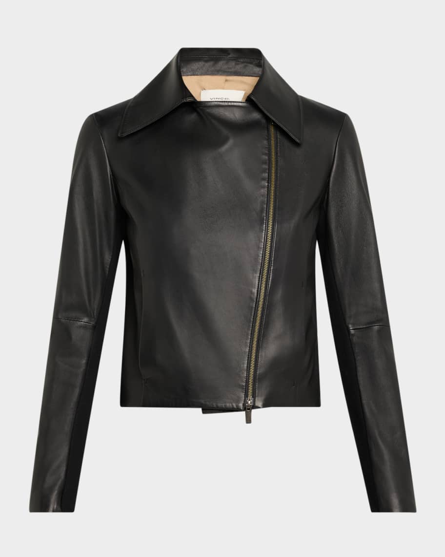 Vince zip front leather jacket online
