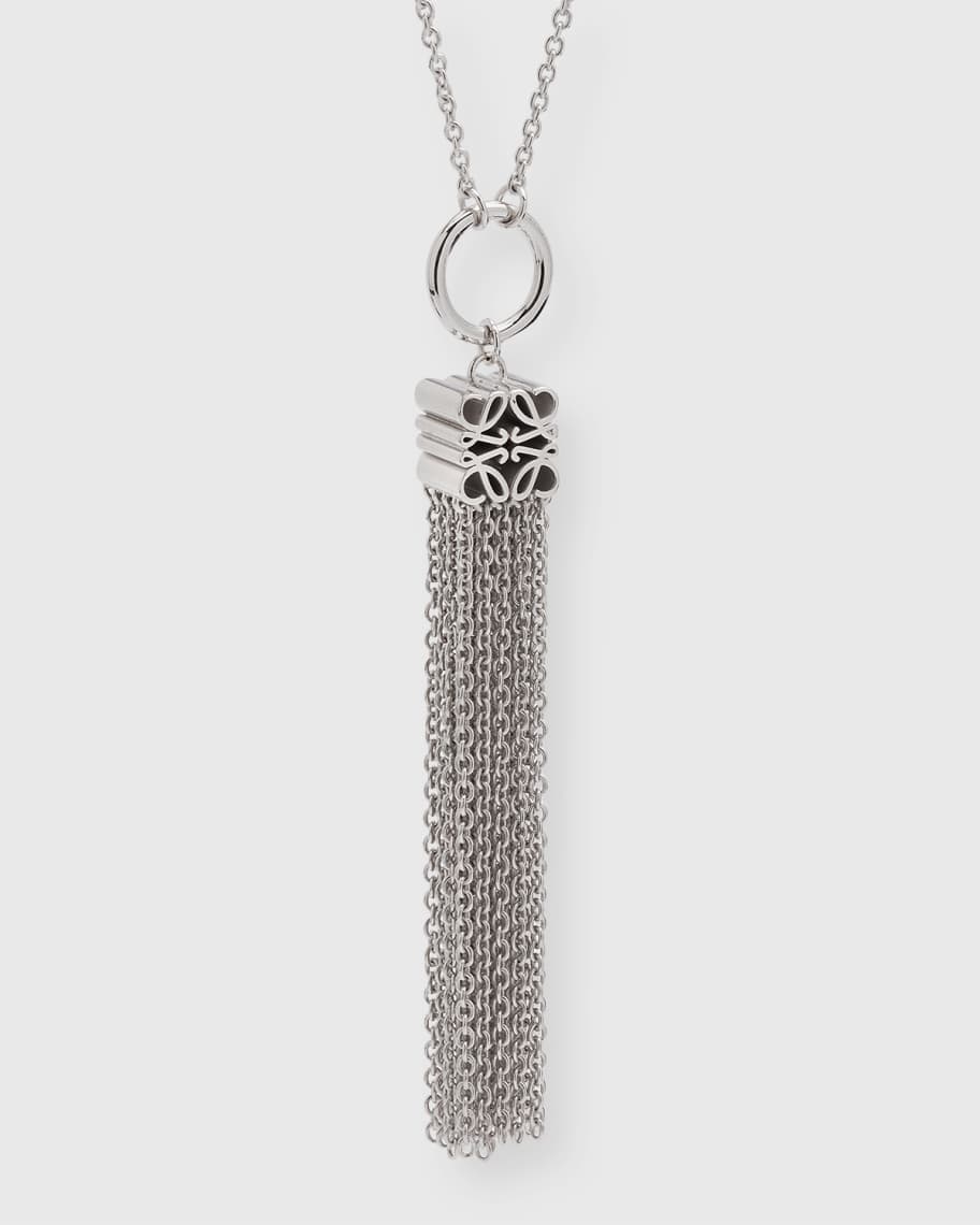 Loewe Anagram Tassel Sterling Silver Necklace | Neiman Marcus