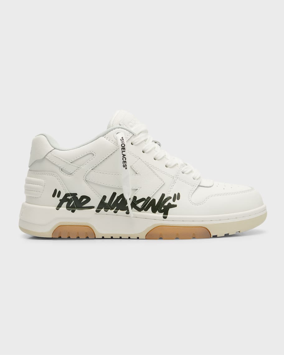 Off-White Of Office Script Leather Sneakers Neiman Marcus