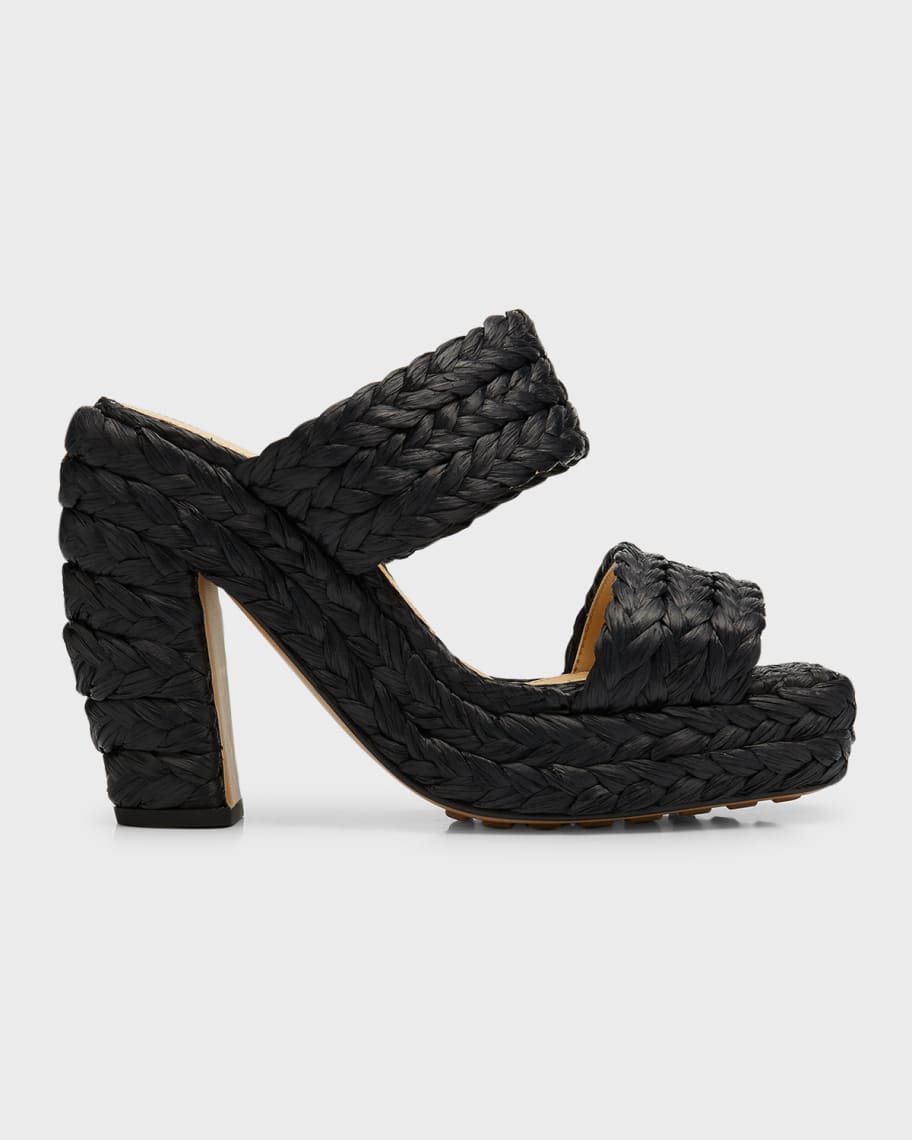 ボッテガヴェネタ Bottega Veneta Raffia Sandals Bottega Veneta Braided Raffia Two-Band Platform Sandals