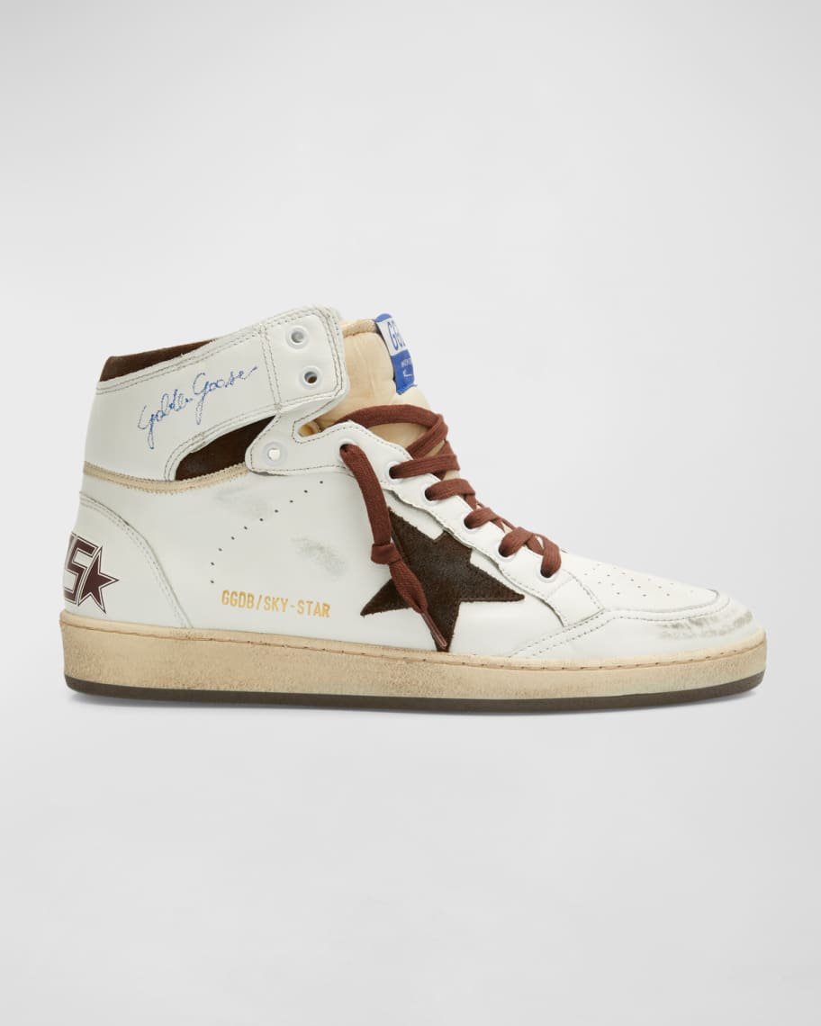 klar Boghandel Grænseværdi Golden Goose Men's Sky Star Leather High-Top Sneakers | Neiman Marcus