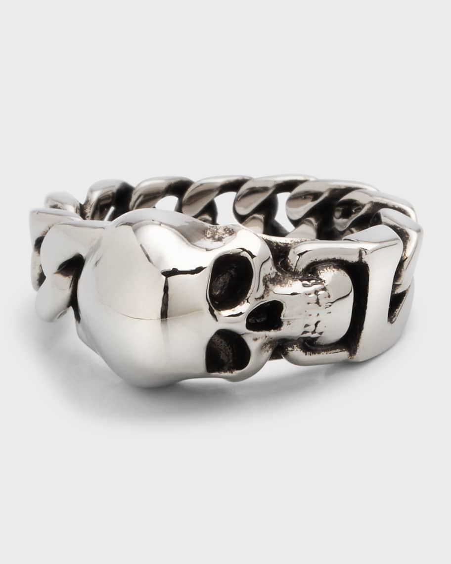 McQueen Men's Skull Curb Chain Ring | Neiman Marcus