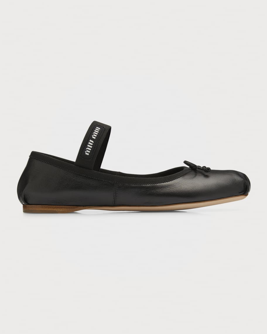 ★正規品★MIU MIU★25SS★LEATHER BALLET FLATS 5F794DXUUF0002 Miu Miu Ballerinas Water Lily Leather