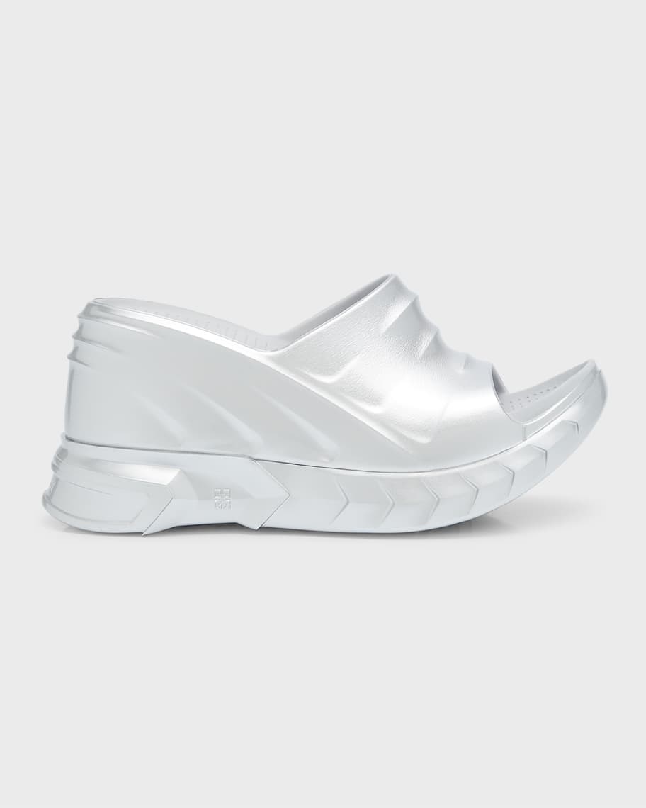 Givenchy Marshmallow Metallic Wedge Slide Sandals | Neiman Marcus