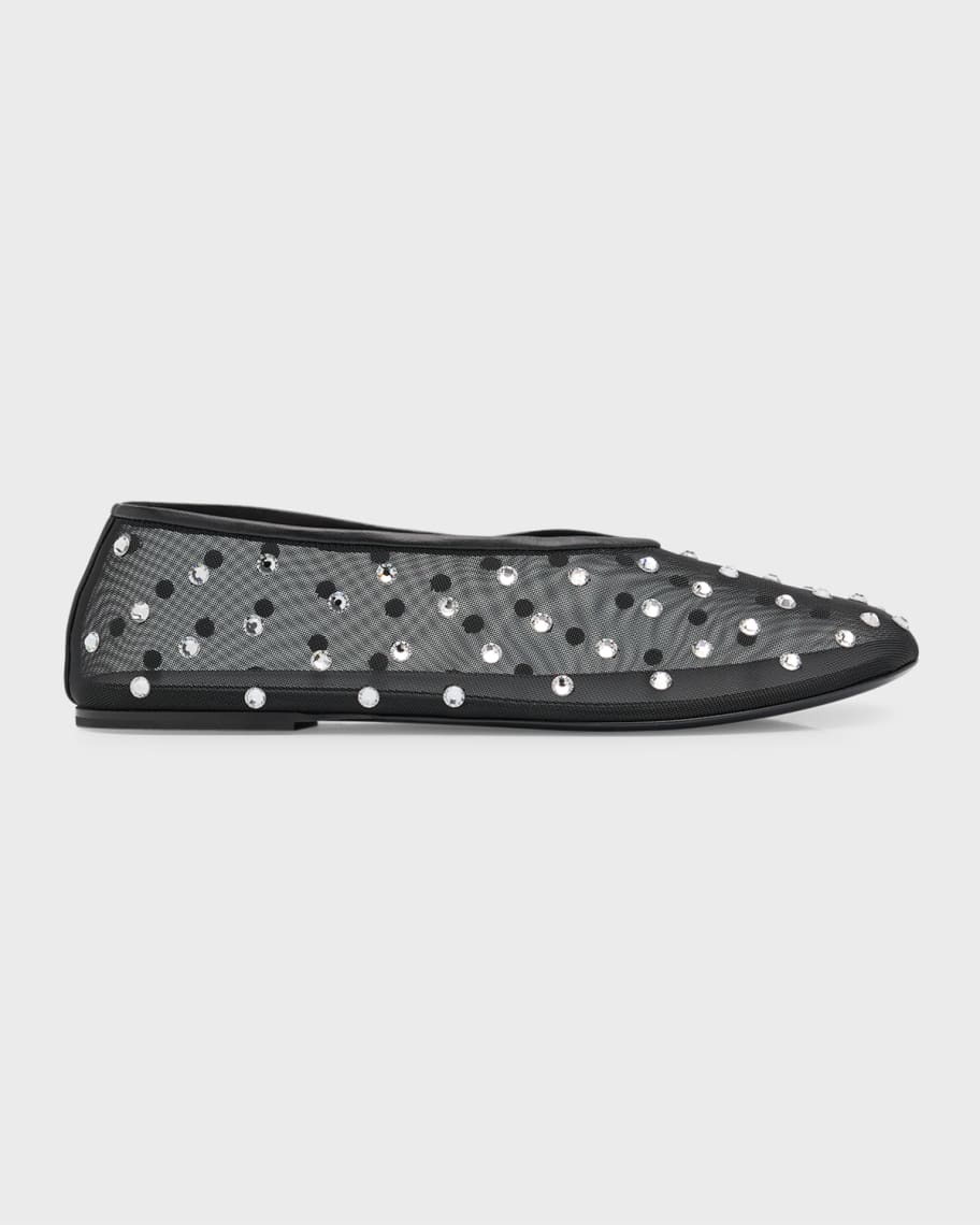 Khaite Marcy Crystal Mesh Evening Ballerina Flats | Neiman
