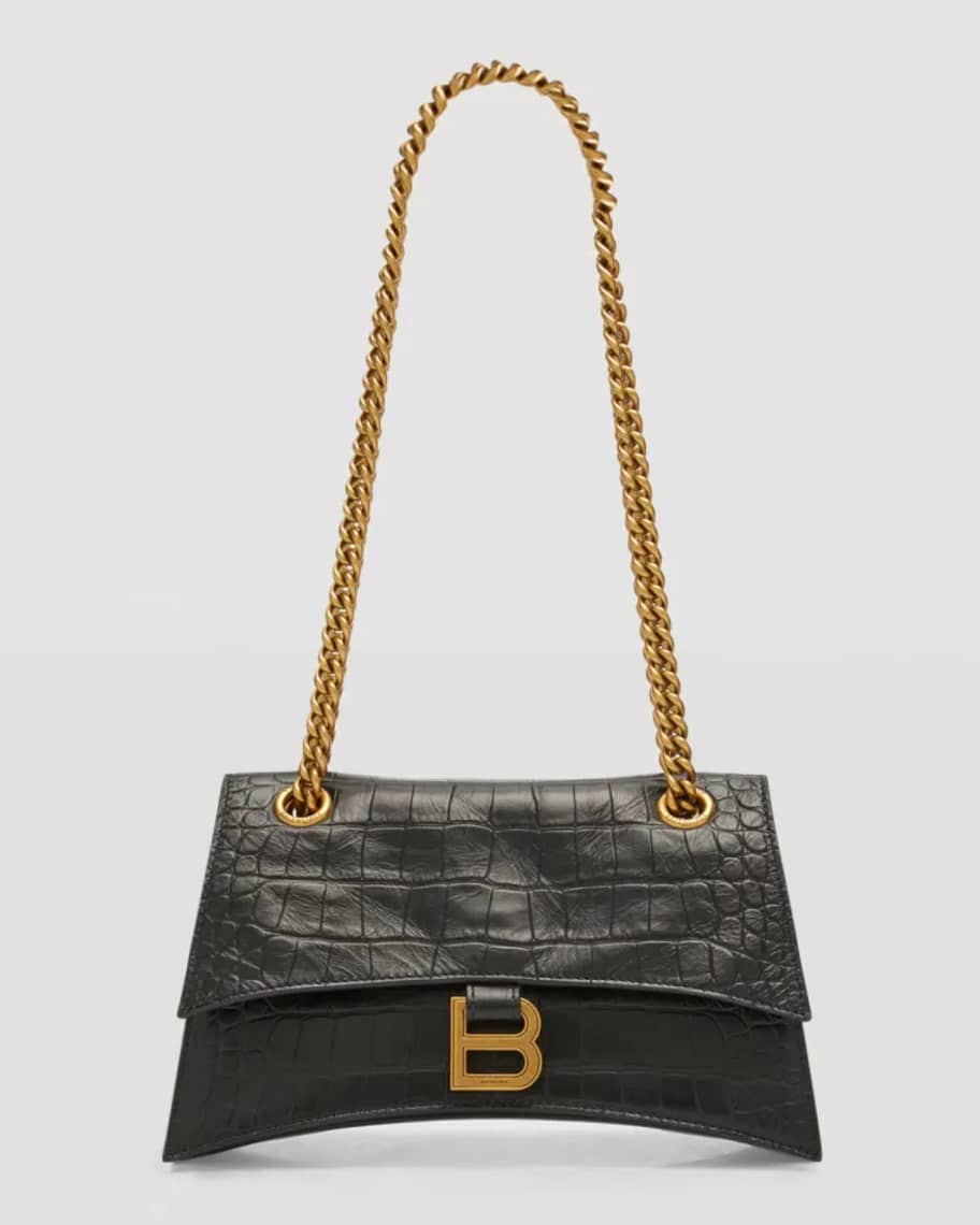Balenciaga Crush Small Croc Embossed Chain Bag Neiman Marcus